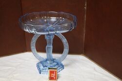 Art Deco 2Piece blue glass and39Ring of Rosesand39 comport