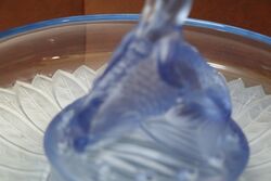 Art Deco 3Piece frosted blue glass Float Bowl Boy on Fish