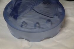 Art Deco 3Piece frosted blue glass Float Bowl Boy on Fish