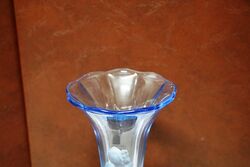 Art Deco 2 Piece blue glass +39Oriental Lady+39 vase on stand