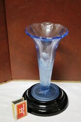 Art Deco 2Piece blue glass and39Oriental Ladyand39 vase on stand