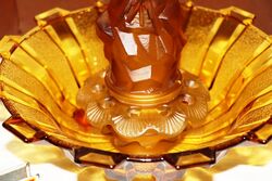 Art Deco 3Piece frosted amber glass Float Bowl set