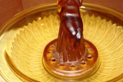 Art Deco 3 Piece Amber Glass Stump Lady Float Bowl 