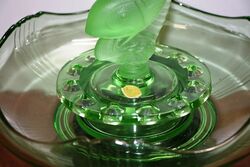 Art Deco 4Piece Josef Inwald  green glass and39Poisson Volantand39 Float Bowl set