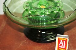 Art Deco 4Piece Josef Inwald  green glass and39Poisson Volantand39 Float Bowl set