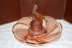 Art Deco 3Piece Pink glass and39Pelicanand39 Float Bowl 