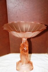 Art Deco 3 Piece Walther + Sohne frosted pink glass +39Three Graces+39 Compo