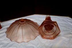 Art Deco 3 Piece Walther + Sohne frosted pink glass +39Three Graces+39 Compo