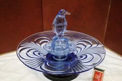 Art Deco 3Piece blue glass Libochovice and39Penguinand39 Float Bowl  