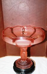 Art Deco 3 Piece Schweig Muller + Co frosted pink glass +39Cherubs+39 Centr