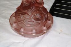 Art Deco Pink Glass Float Bowl of Seated Girl in Prayer 