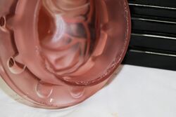 Art Deco Pink Glass Float Bowl of Seated Girl in Prayer 