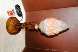 Art Deco Amber Glass Lady on the Rocks Lamp