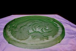 Art Deco Uranium Glass Mermaid Oval Tray 