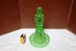 Art Deco Green Glass Stump Lady Figure 