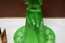 Art Deco Green Glass Stump Lady Figure 