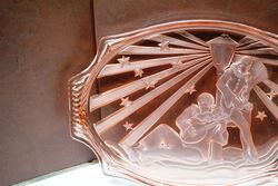 Art Deco Pink Glass Pierrot and Pierrette Tray 