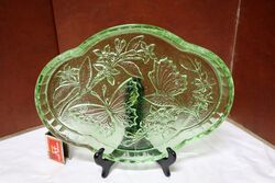 Art Deco SOWERBY Blue Glass Butterfly Trinket Tray 