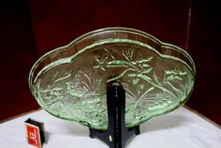 Art Deco SOWERBY Blue Glass Butterfly Trinket Tray 