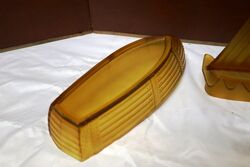  ART DECO AMBER PRESSED GLASS YACHTBOAT BY CARLSHUTTE 