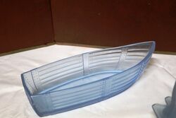 ART DECO BLUE PRESSED GLASS YACHTBOAT BY CARLSHUTTE