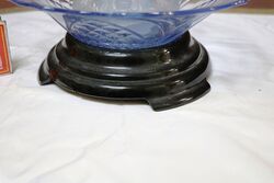 Art Deco Walther and Sohne 4pc Blue Glass Hollanderin Fig Float Bowl 