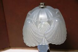 Art Deco Blue Glass Crinoline Lady Boudoir Lamp and Shade 