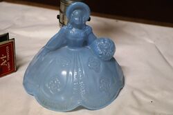 Art Deco Blue Glass Crinoline Lady Boudoir Lamp and Shade 