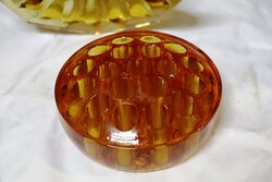 Art Deco Amber Glass Crown Shape Bowl 