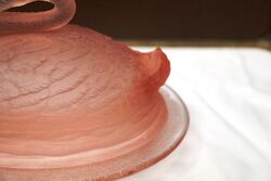 Art Deco Pink Part Frosted Sowerby Glass Swan Butter Dish 