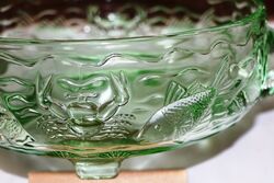 Art Deco Bagley Green Glass Marine Bowl and Frog 