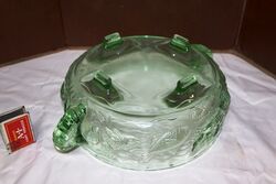 Art Deco Bagley Green Glass Marine Bowl and Frog 