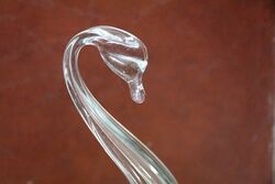 Retro Art Glass Green Swan FigureBowl 