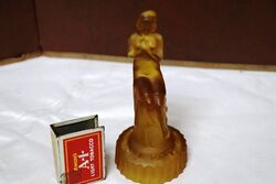 Art Deco Amber Glass Stump Lady Figure  frog  