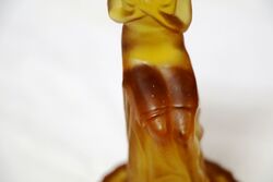 Art Deco Amber Glass Stump Lady Figure  frog  