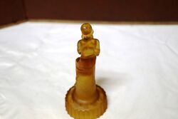 Art Deco Amber Glass Stump Lady Figure  frog  