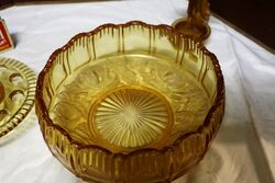 Art Deco 3Piece Amber Glass Lucretia Float Bowl 