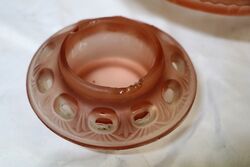 Art Deco 3piece Frosted pink Glass Arabella Float Bowl 