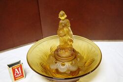 Art Deco Amber Glass Dutch Girl 3Piece Float Bowl 