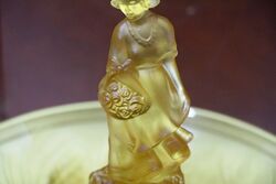 Art Deco Amber Glass Dutch Girl 3Piece Float Bowl 