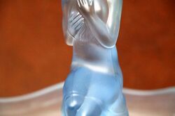 Art Deco Frosted Blue Glass Stump Lady Float Bowl 