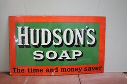 A Lovely Vintage Hudsonand39s Soap Enamel Advertising Sign 