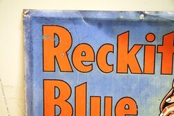 Vintage Reckitts Blue Pictorial Tin Advertising Sign 