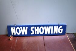 Vintage Hand Painted Now Showing Theatre Wood Sign 