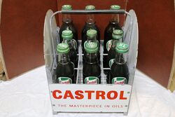 A Castrol Z Motor Oil 9 Bottle Crate with 4 Enamel Signs Attached 