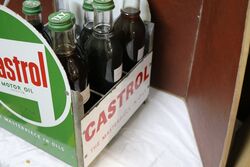 A Castrol Z Motor Oil 9 Bottle Crate with 4 Enamel Signs Attached 