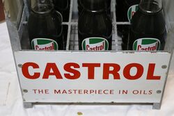 A Castrol Z Motor Oil 9 Bottle Crate with 4 Enamel Signs Attached 