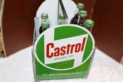 A Castrol Z Motor Oil 9 Bottle Crate with 4 Enamel Signs Attached 