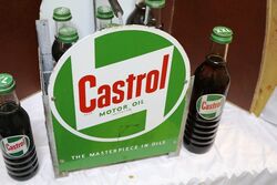 A Castrol Z Motor Oil 9 Bottle Crate with 4 Enamel Signs Attached 