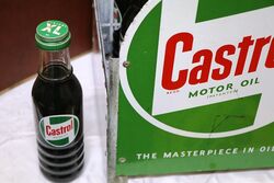 A Castrol Z Motor Oil 9 Bottle Crate with 4 Enamel Signs Attached 